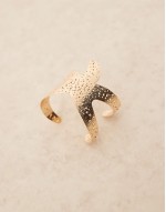 Curve cuff bracelet with starfish detail in gold tone