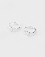 huggie hoop earrings with star in sterling silver