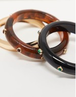 Limited Edition pack of 3 resin bangles with embellished detail in multi